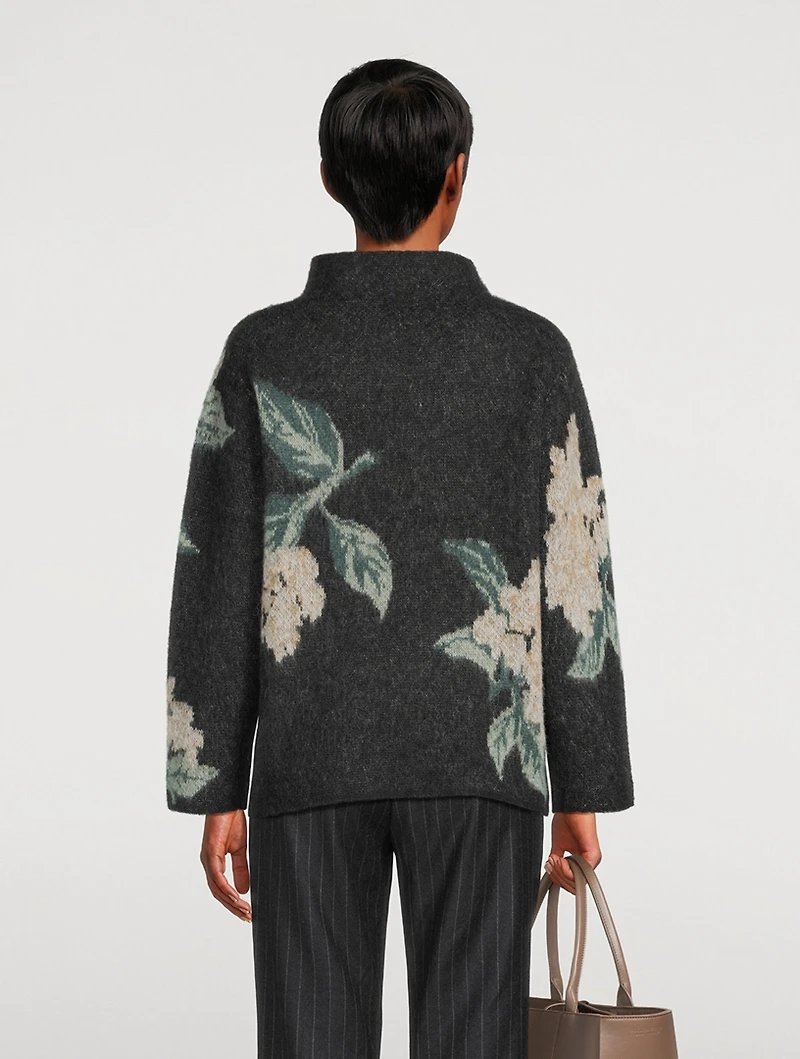 Brushed Floral Mockneck Sweater