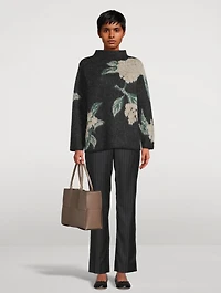 Brushed Floral Mockneck Sweater