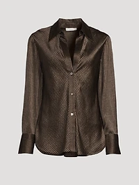 Bias Silk Shirt Houndstooth Print