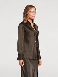 Bias Silk Shirt Houndstooth Print