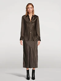 Bias Silk Shirt Houndstooth Print