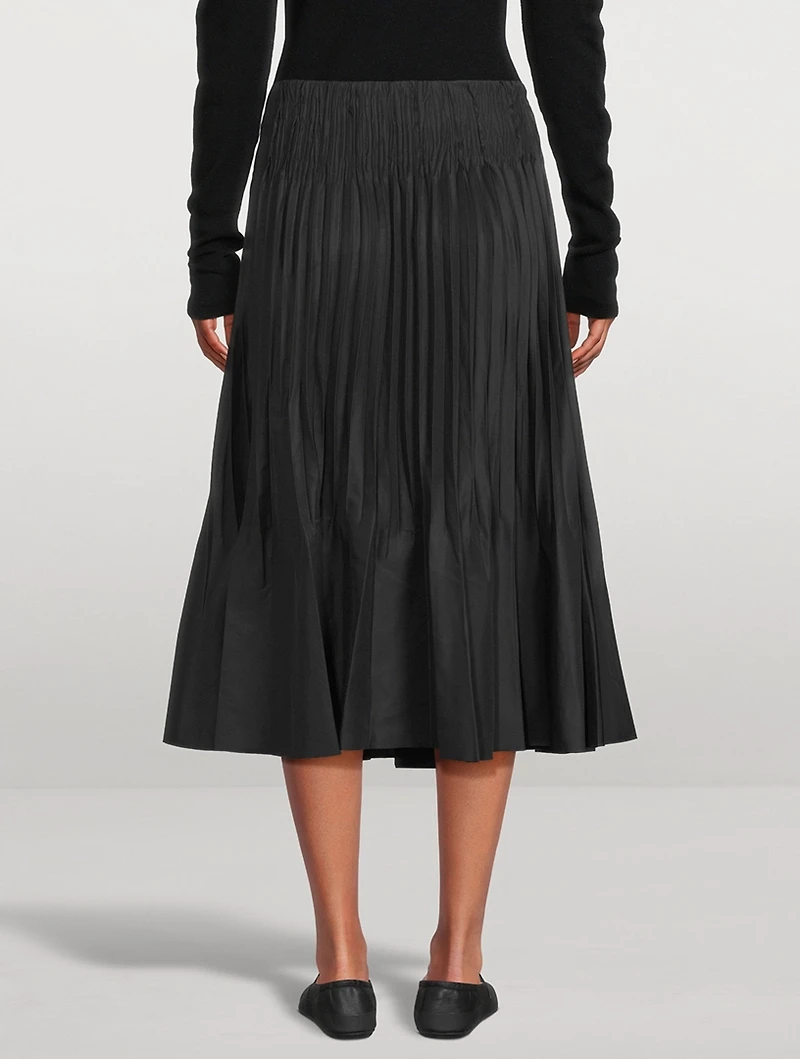 Pintuck-Pleated Midi Skirt