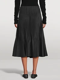 Pintuck-Pleated Midi Skirt