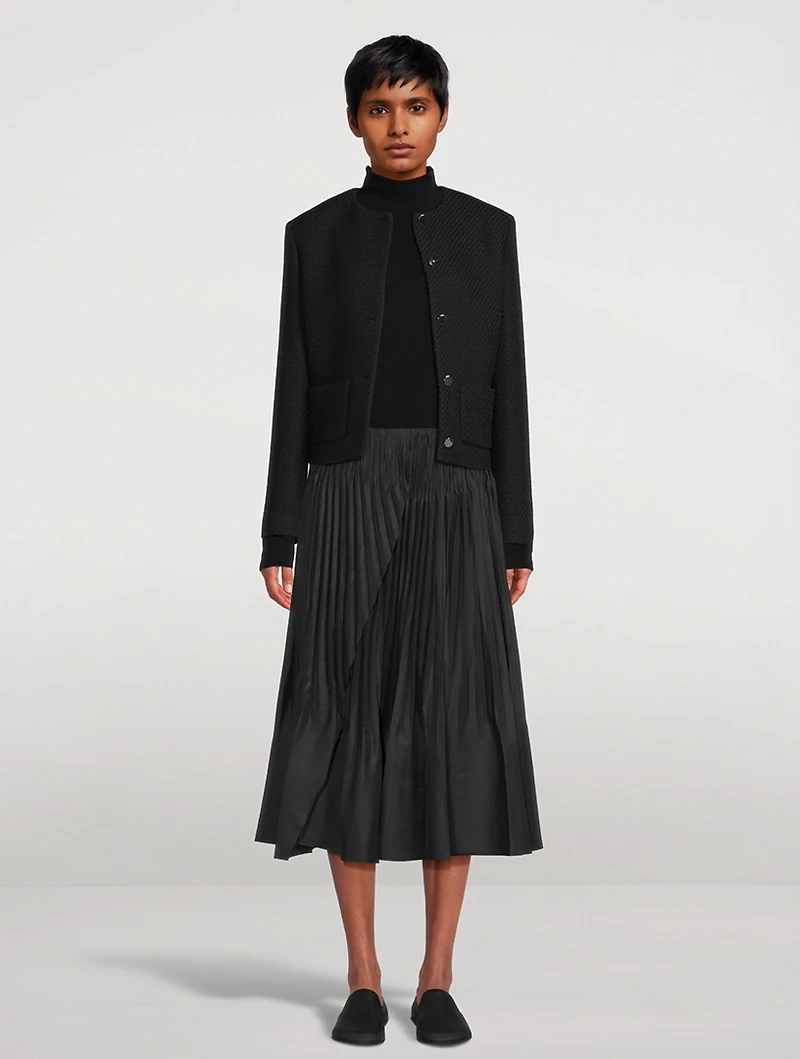 Pintuck-Pleated Midi Skirt