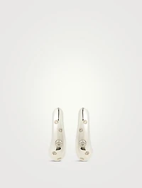 Small Surf Pavé J Hoop Earrings With Diamonds
