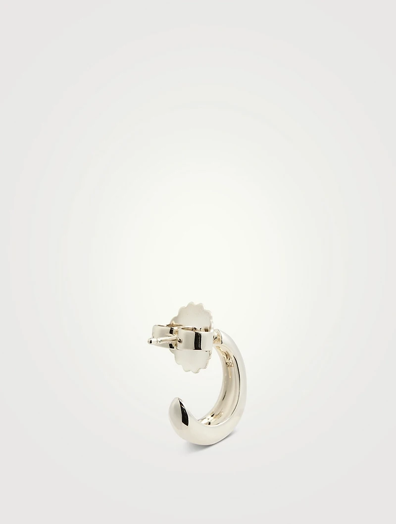 Small Surf Pavé J Hoop Earrings With Diamonds