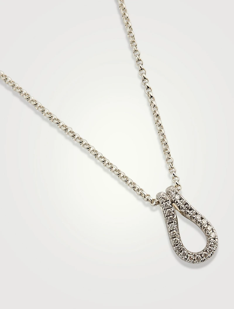 Surf Pavé Link Pendant Necklace With Diamonds