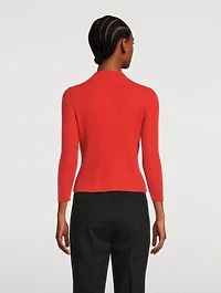 Cashmere-Silk Ribbed Mockneck Top