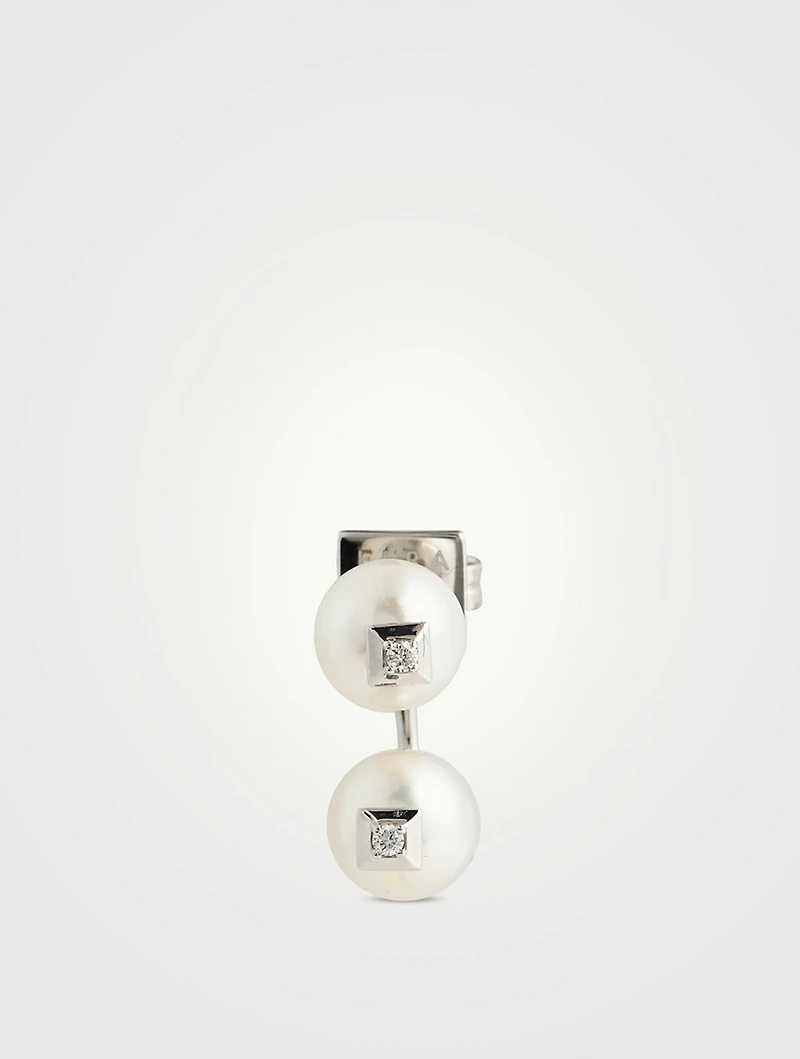 Double Pearl Earring With Diamonds