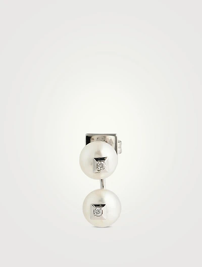Double Pearl Earring With Diamonds