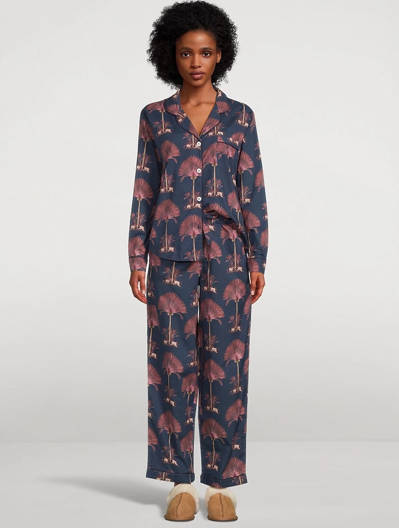 Long Cotton Pajama Set Ravenala Print