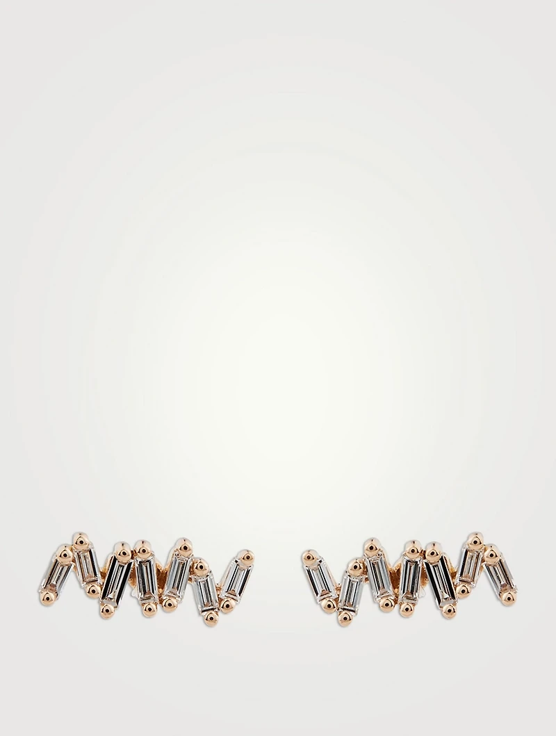 Classic Fireworks 18K Rose Gold Stud Earrings With Diamonds