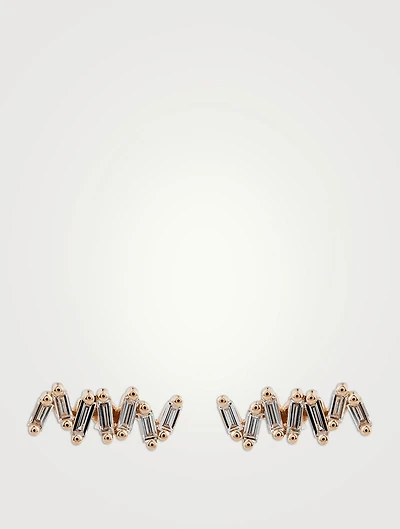 Classic Fireworks 18K Rose Gold Stud Earrings With Diamonds