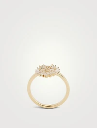 Small Fireworks 18K Gold Heart Ring With Diamonds