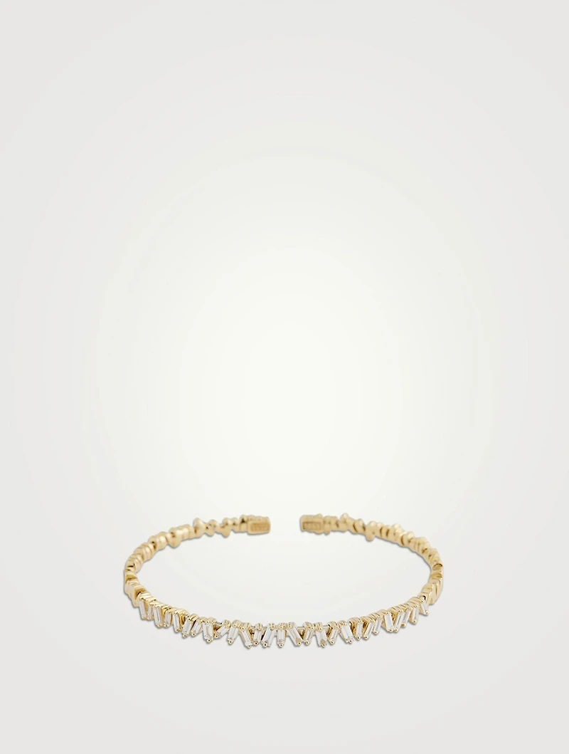 Fireworks 18K Gold Flexible Bangle Cuff Bracelet With Diamonds