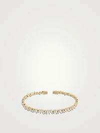 Fireworks 18K Gold Flexible Bangle Cuff Bracelet With Diamonds