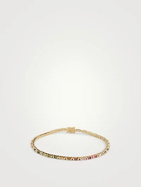 18K Gold Linear Rainbow Sapphire Tennis Bracelet
