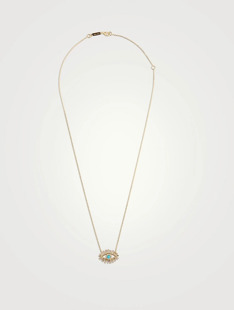 Midi 18K Gold Evil Eye Turquoise Pendant Necklace