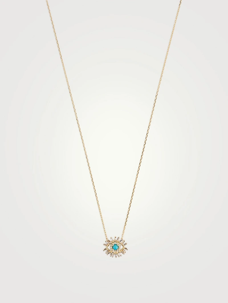 Mini 18K Gold Evil Eye Turquoise Pendant Necklace