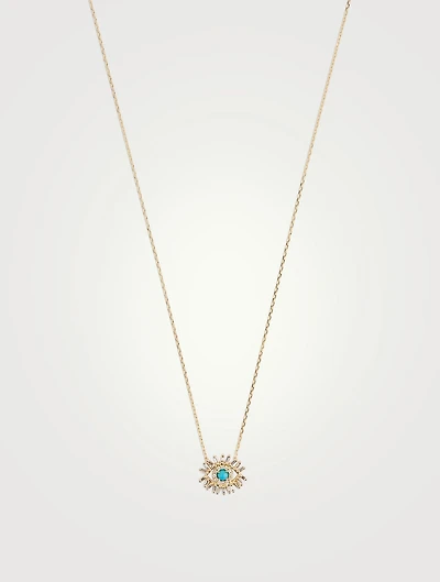 Mini 18K Gold Evil Eye Turquoise Pendant Necklace
