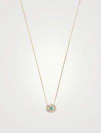 Mini 18K Gold Evil Eye Turquoise Pendant Necklace