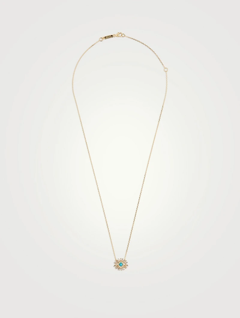 Mini 18K Gold Evil Eye Turquoise Pendant Necklace