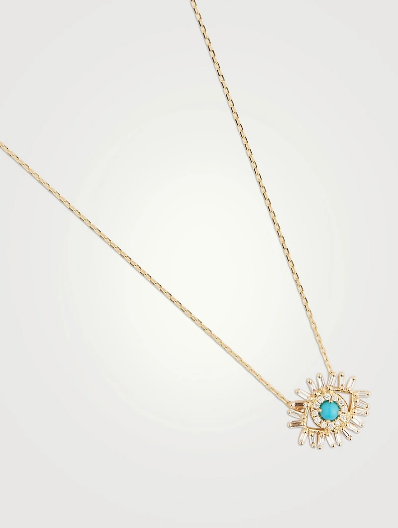 Mini 18K Gold Evil Eye Turquoise Pendant Necklace