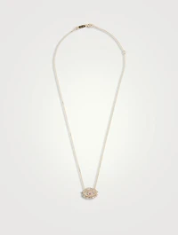 Medium 18K Gold Pavé Evil Eye Pendant Necklace With Pink Sapphire And Diamonds