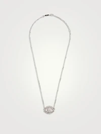 Midi 18K White Gold Evil Eye Diamond Half Pavé Pendant Necklace