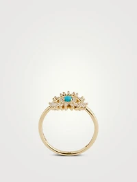 18K Gold Evil Eye Mini Turquoise And Diamond Ring