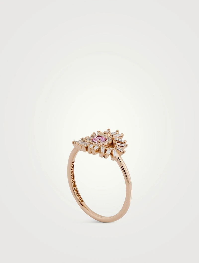 Mini 18K Rose Gold Evil Eye Pink Sapphire And Diamond Ring
