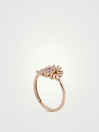 Mini 18K Rose Gold Evil Eye Pink Sapphire And Diamond Ring