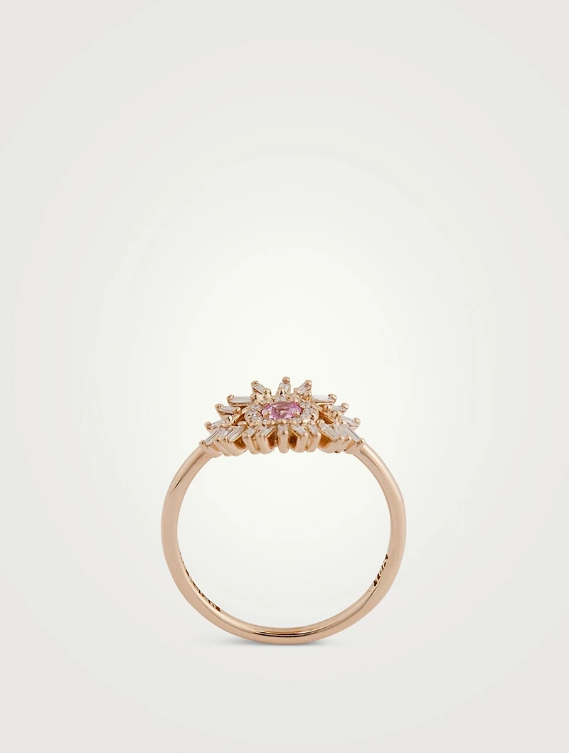 Mini 18K Rose Gold Evil Eye Pink Sapphire And Diamond Ring