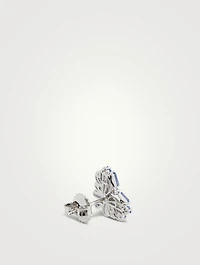 Small 18K White Gold Heart Stud Earrings With Sapphire And Diamonds