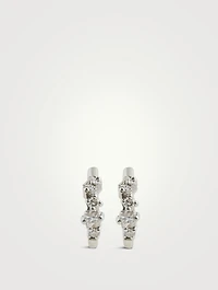 18K White Gold Princess Diamond Mix Huggie Hoop Earrings