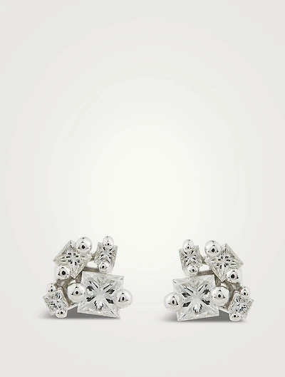 18K Gold Stud Earrings With Diamonds