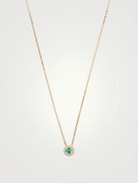 18K Gold Pendant Necklace With Emerald And Diamonds