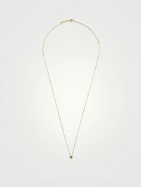 18K Gold Pendant Necklace With Emerald And Diamonds