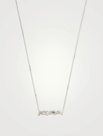 Fireworks 18K White Gold Bar Necklace With Diamonds