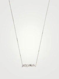 Fireworks 18K White Gold Bar Necklace With Diamonds