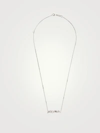 Fireworks 18K White Gold Bar Necklace With Diamonds