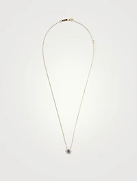 18K Gold Flower Pendant Necklace With Sapphire And Diamonds