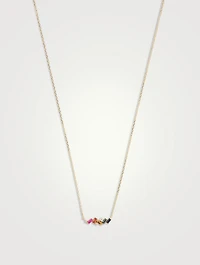 18K Gold Frenzy Rainbow Sapphire Mini Bar Pendant Necklace