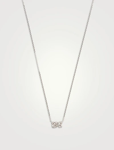 Mini  Shimmer 18K White Gold Diamond Bar Pendant Necklace