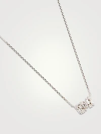 Mini  Shimmer 18K White Gold Diamond Bar Pendant Necklace