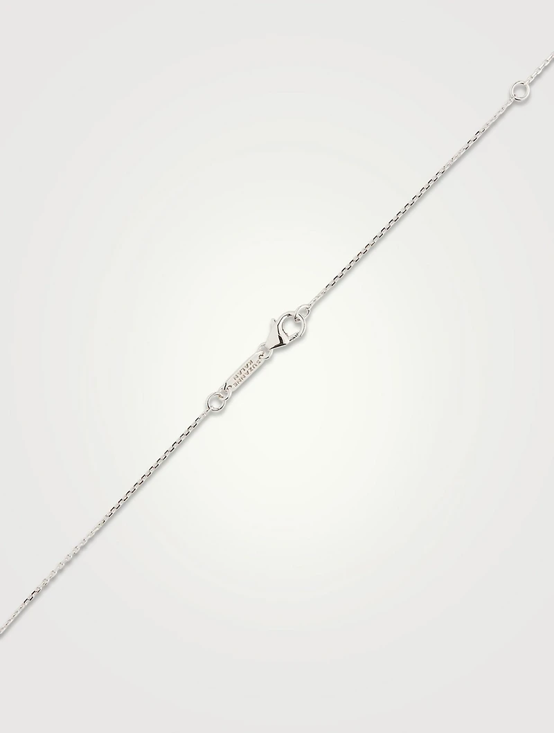 Mini  Shimmer 18K White Gold Diamond Bar Pendant Necklace