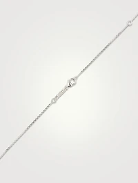 Mini  Shimmer 18K White Gold Diamond Bar Pendant Necklace