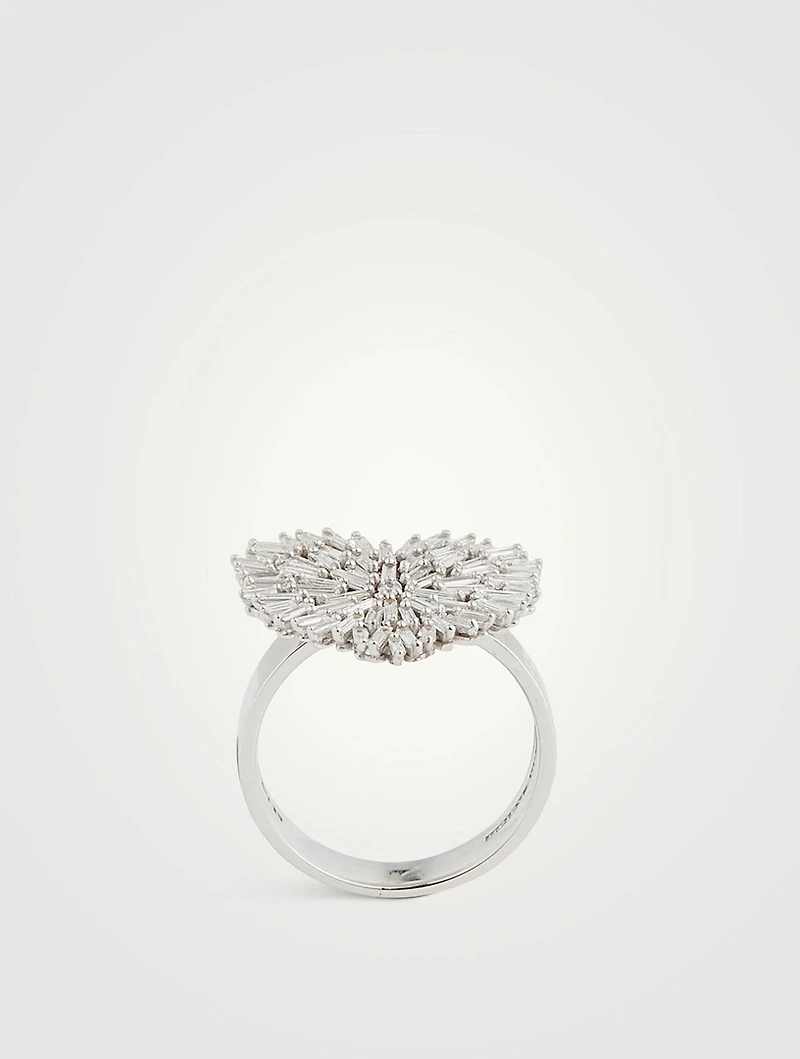 Medium Classic Diamonds 18K White Gold Heart Ring