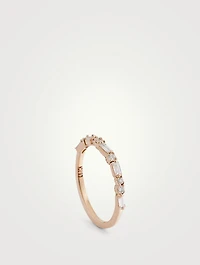 18K Rose Gold Thin Mix Diamonds Half Band Ring