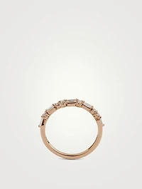 18K Rose Gold Thin Mix Diamonds Half Band Ring